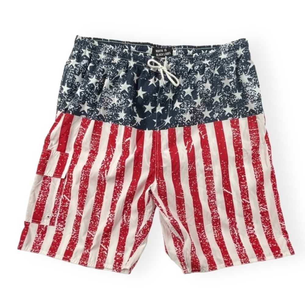 American Flag Swim Trunks Men's Red White and Blue Bathing Suite XXL 10591